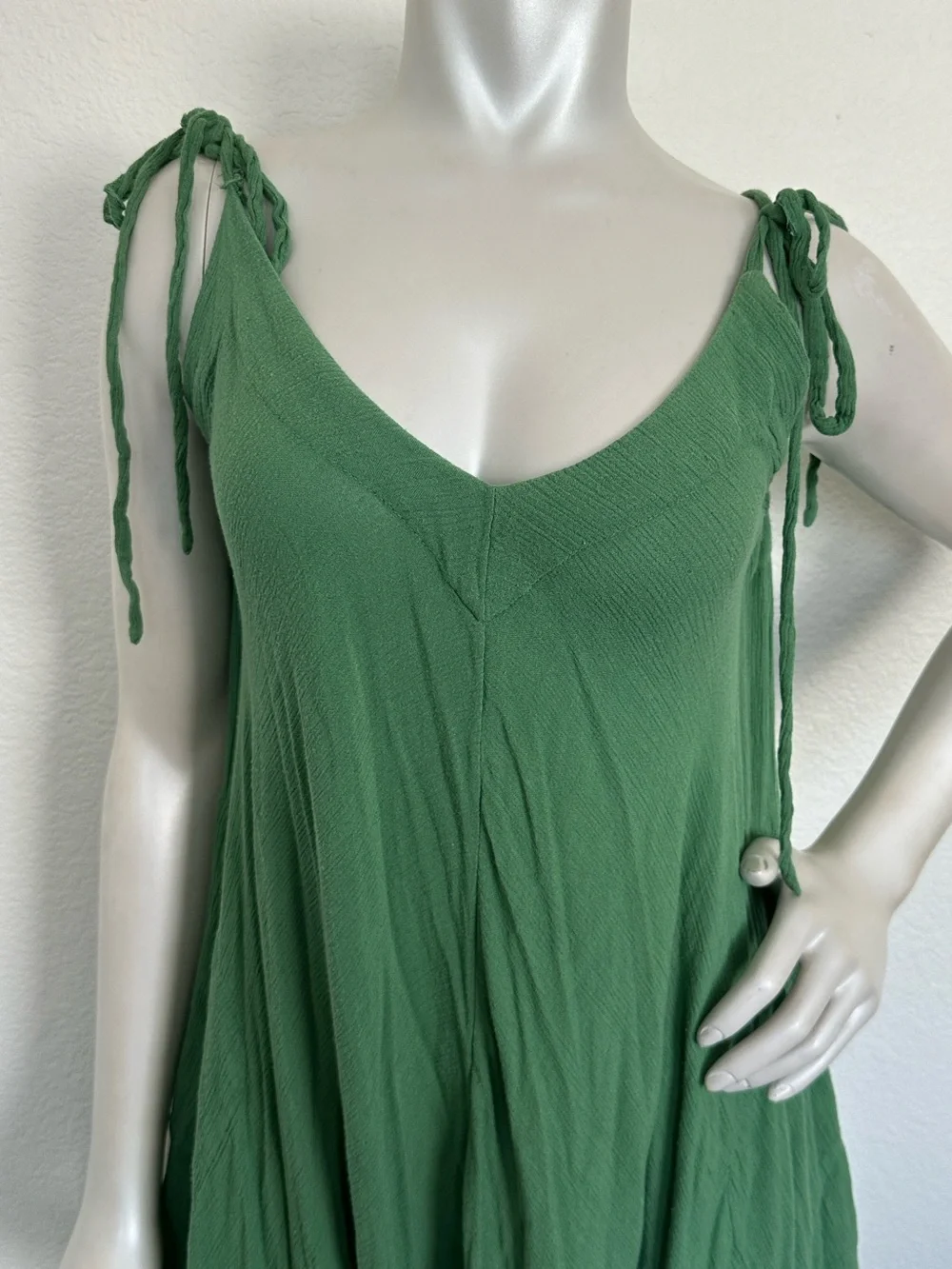 Free People Crinkled Rayon Harem Jumpsuit Oversized Tie Strap